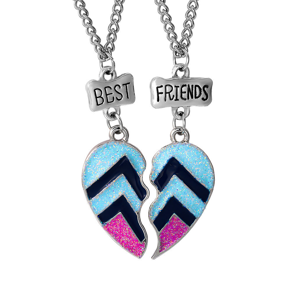 Wholesale Rainbow Burger Fries Heart Stitching Pendant Necklaces