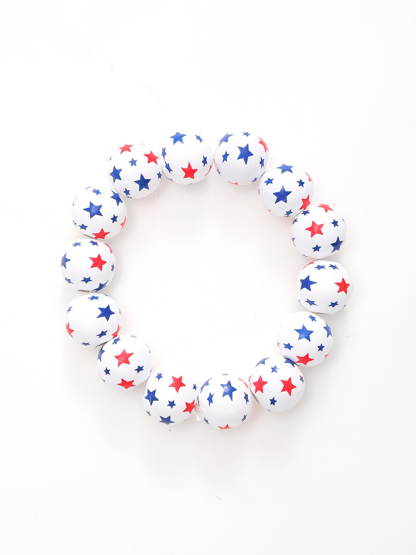 Wholesale American Independence Day Star Stripe Wooden Beaded Bracelet