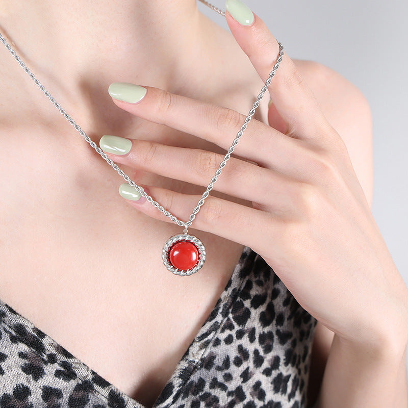 Wholesale Vintage Tiger Eye Stone Red Turquoise Necklace Earrings Jewelry Set