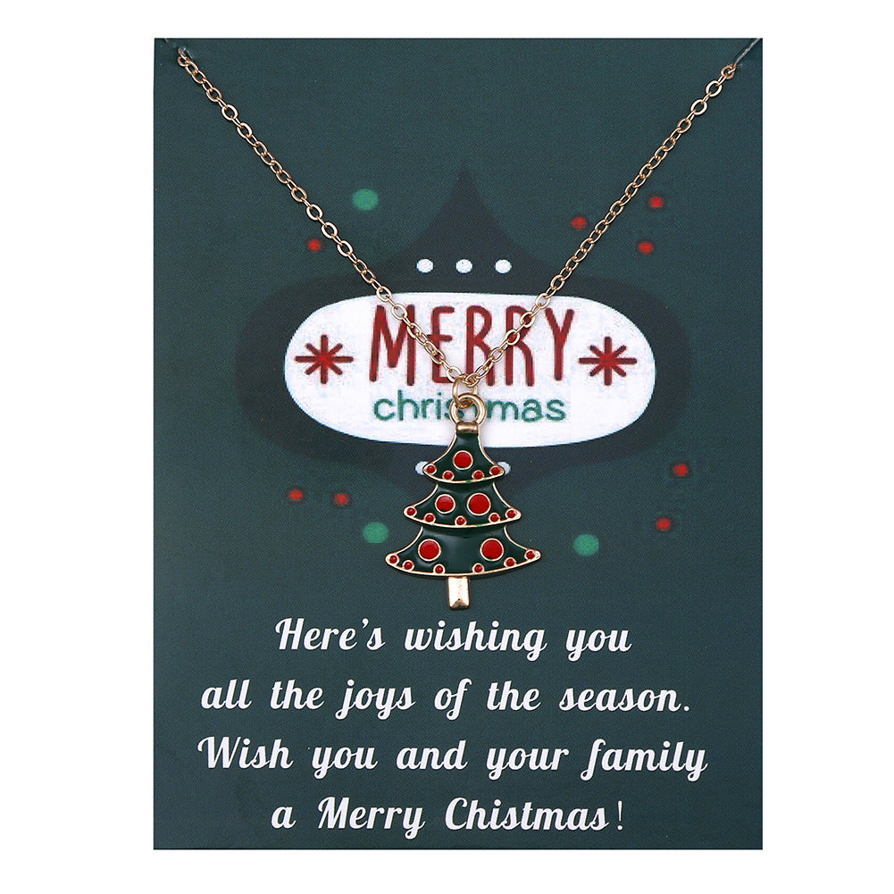 Wholesale Christmas Tree Pendant Card Necklace Clavicle Chain