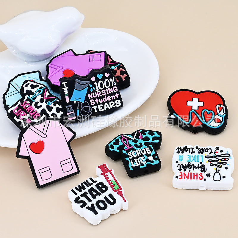 Wholesale 10pcs doctors and nurses series drop glue cartoon silicone beads