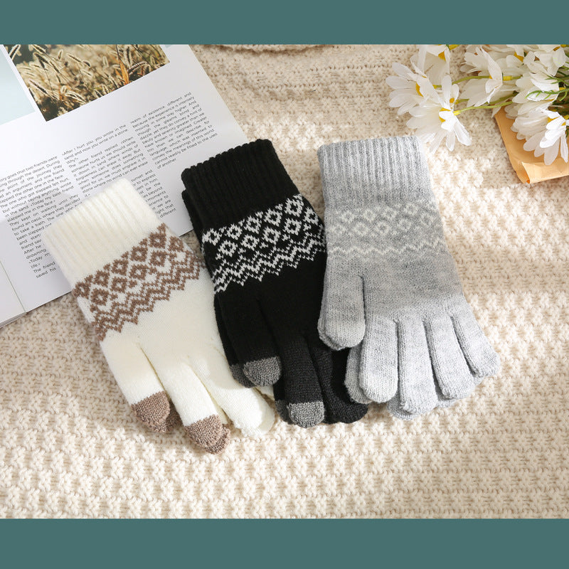 Wholesale Winter Imitation Cashmere Wave Touch Screen Gloves