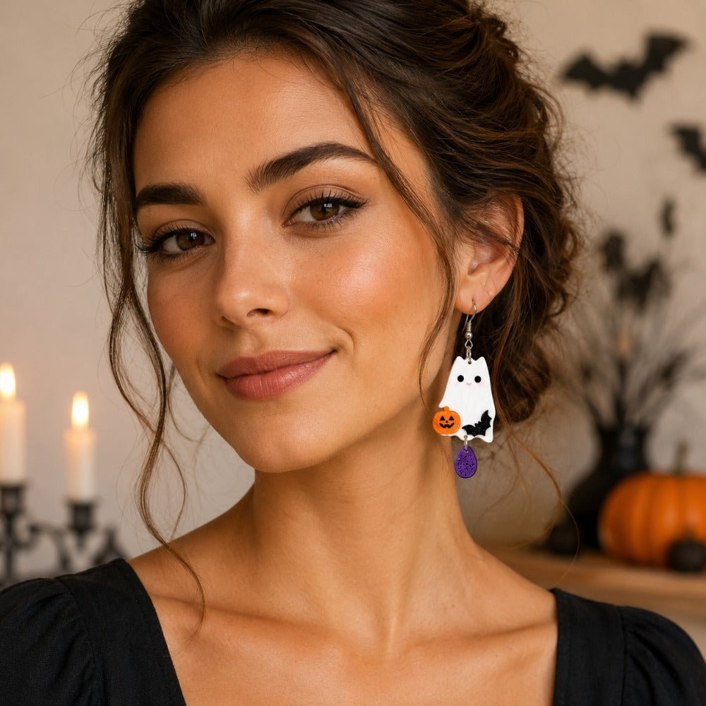 Wholesale Trendy Acrylic Cat Earrings For Women White Cat Christmas  Jewelry Accessory