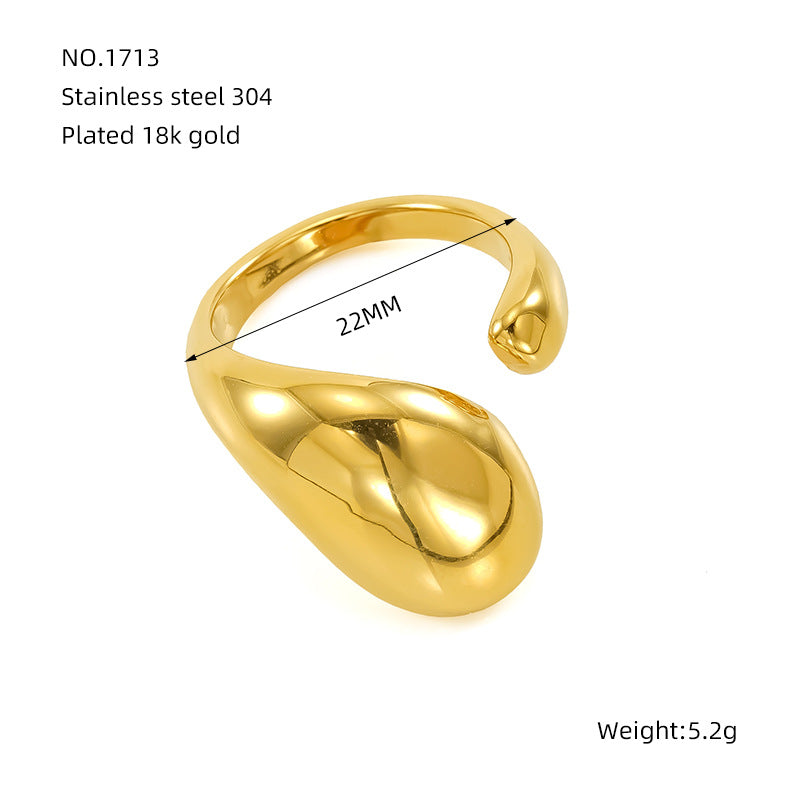 Wholesale Titanium steel ring for women, exaggerated love irregular smooth open ring for women