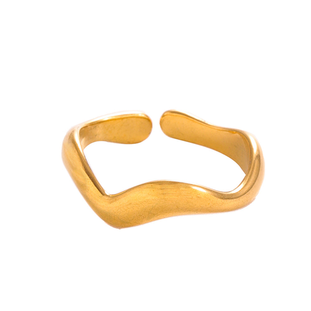 Wholesale Wave plain ring open titanium steel adjustable ring
