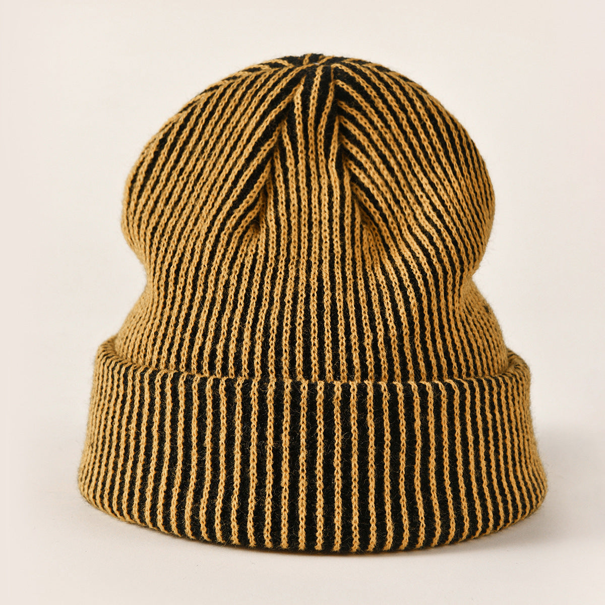 Wholesale Winter Striped Knitted Curled Brim Hats
