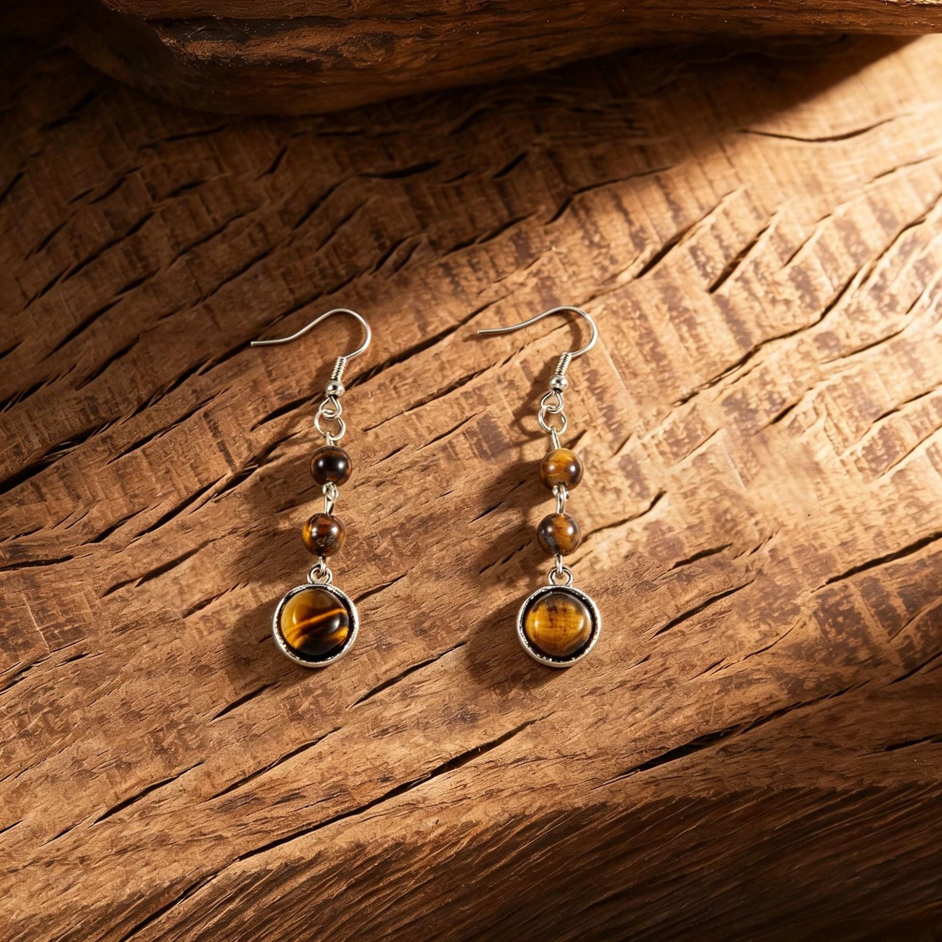 Wholesale Retro Bohemian Tiger Eye Stone Tassel Earrings Beaded Drop Earrings For Women Jewelry Accessory Gift