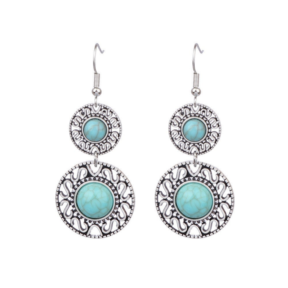 Wholesale Turquoise Bohemian Tassel Geometric Alloy Vintage Earrings