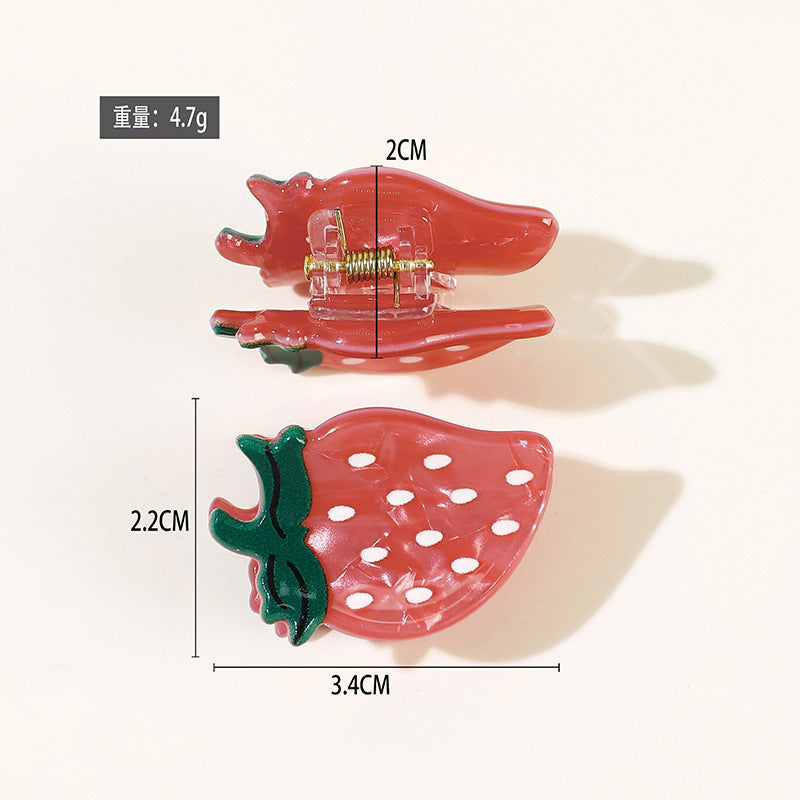 Wholesale PVC Korean Style Fruit Hair Clips Cute Lemon Strawberry Claw Clip For Everyday Styling Gift