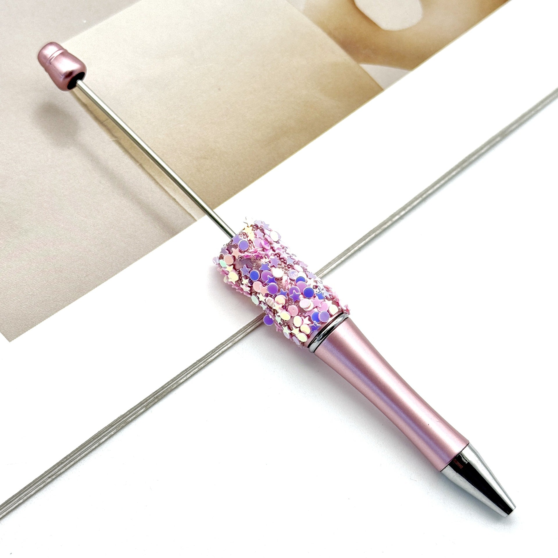 Wholesale DIY Small Star Beaded Pen Shining Sequins Star Ballpoint Pen Handmade Patch Cute Beaded Ballpoint Pen in stock