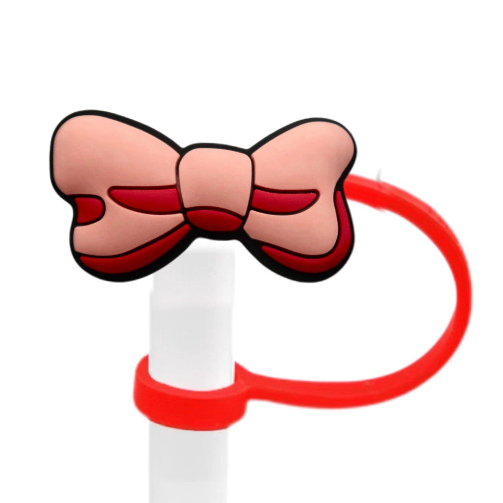 Wholesale 10pcs Bow Straw Cap Silicone Straw Tube Cap