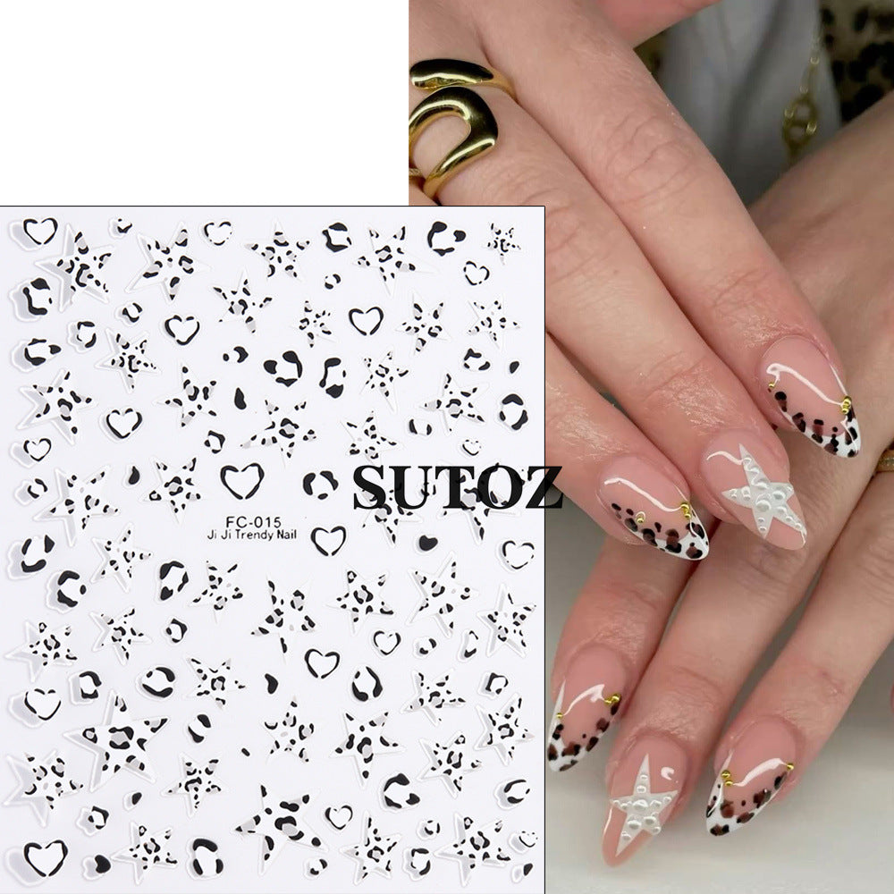 Wholesale Sweet and spicy five-pointed star leopard print star nail art stickers