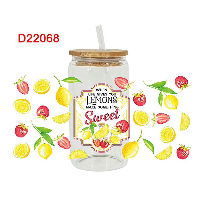 Wholesale Colorful and diverse fruits 16oz Cup UV DTF Wraps