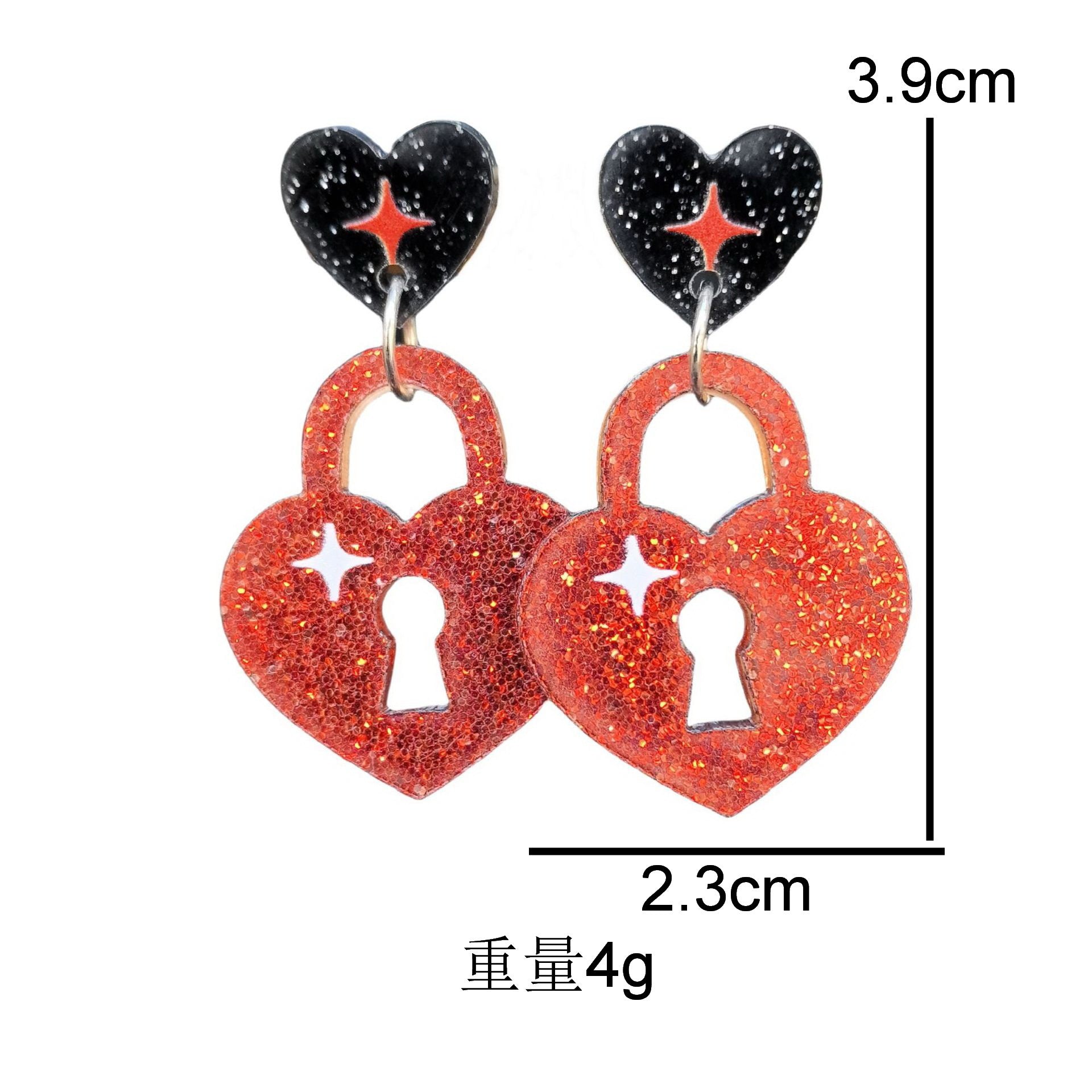 Wholesale Valentine' s Day sequined heart acrylic pendant earrings for women