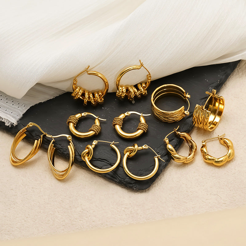 Wholesale Stainless steel wrapped gold geometric earrings