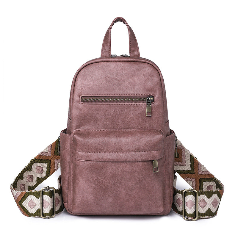 Wholesale PU Retro Solid Color Ladies Backpack