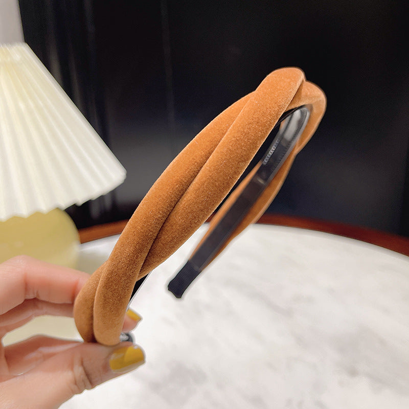 Wholesale Flocking Cloth Fried Dough Twists Braid Sponge Anti-skid Hair Hoop with Teeth