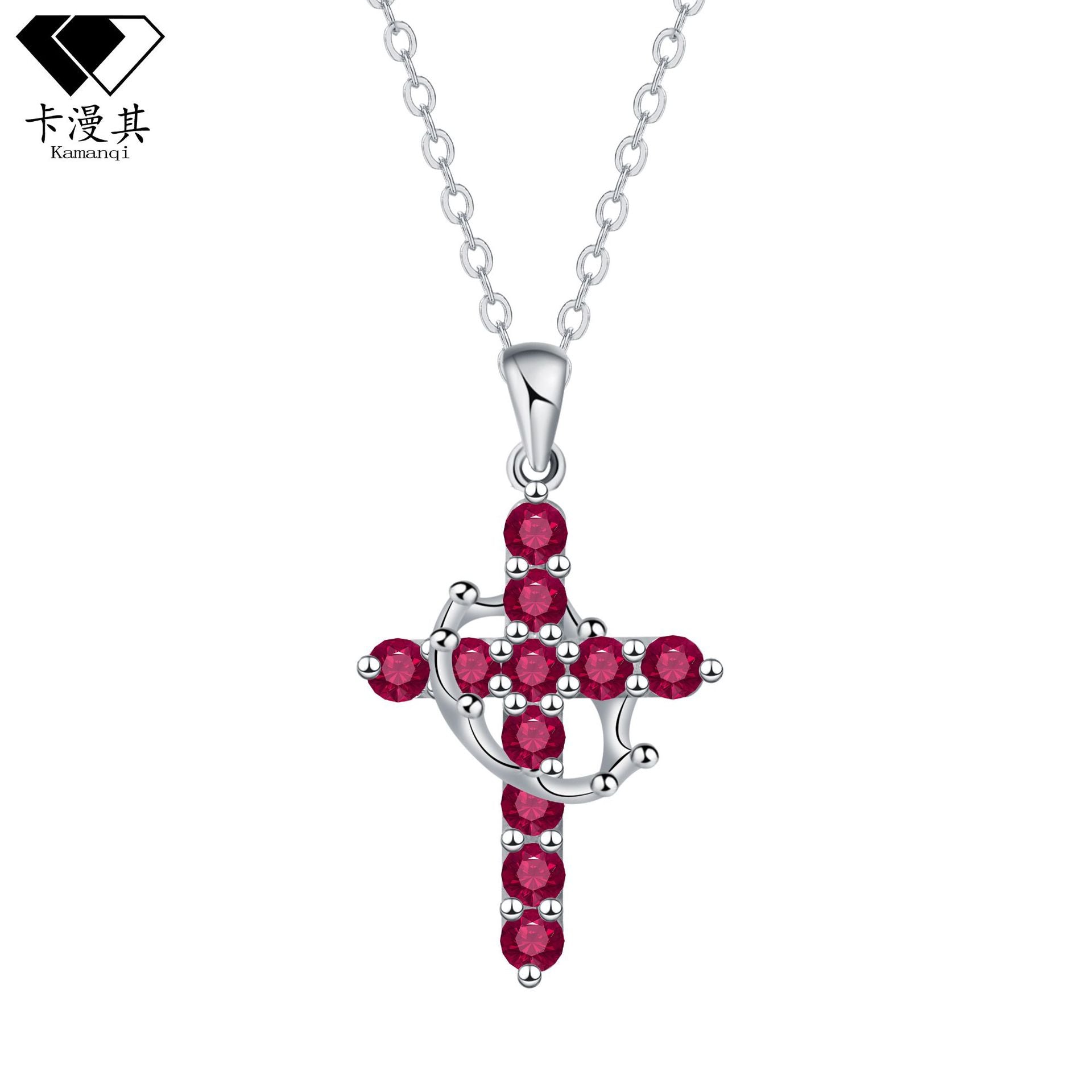 Wholesale Crown Cross Necklace Multi-Color Jewelry