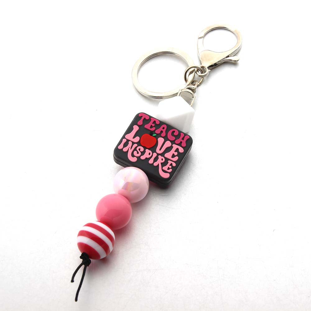 Wholesale Cartoon Silicone Beads Acrylic Beads Teacher Keychain