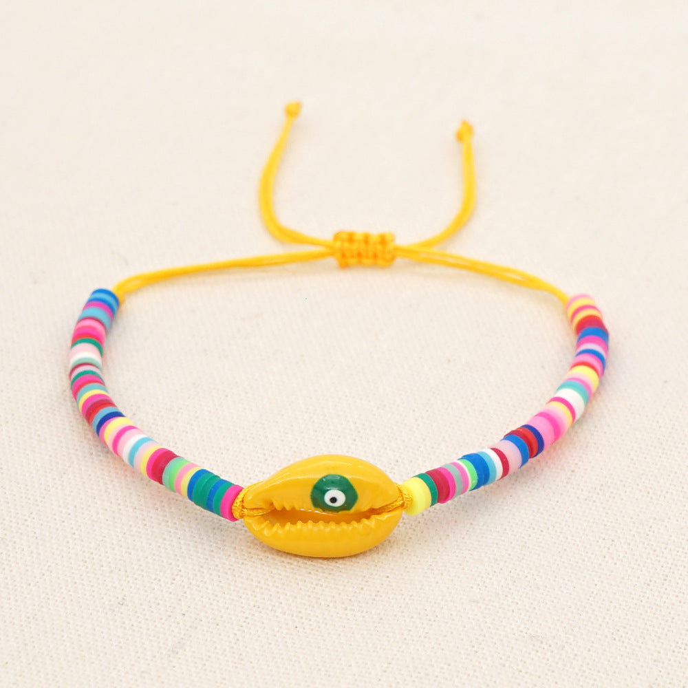 Wholesale 4mm colored polymer clay natural shell drop oil eye Bracelet