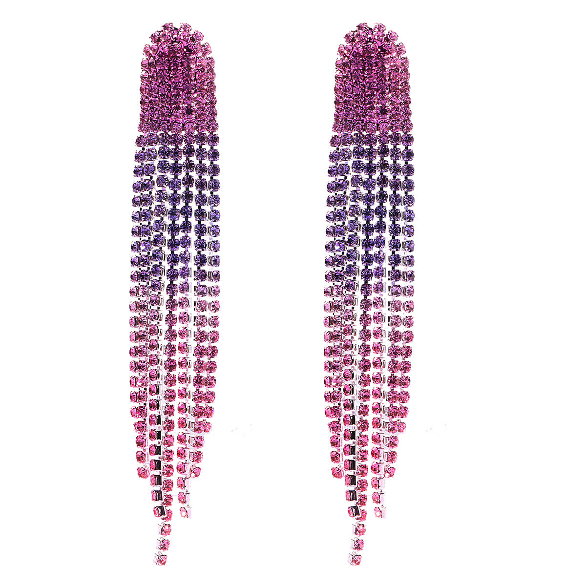 Wholesale Colorful Water Diamond Long Claw Chain Tassel Alloy Earrings