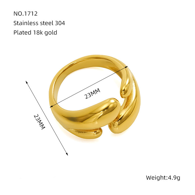 Wholesale Titanium steel ring for women, exaggerated love irregular smooth open ring for women