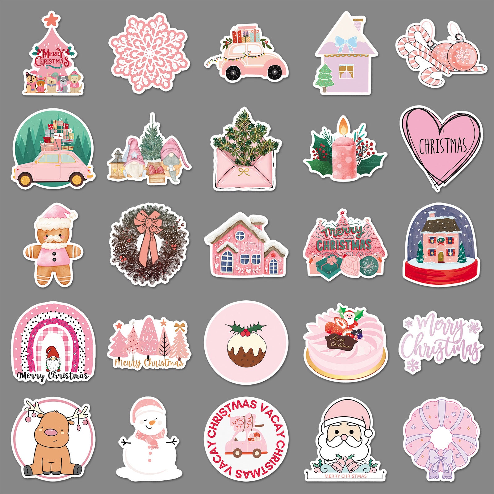 Wholesale 50pcs/ pack Pink Christmas Graffiti Stickers