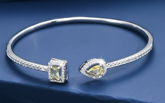 Wholesale Square water droplet shaped zircon and diamond inlaid adjustable bracelet