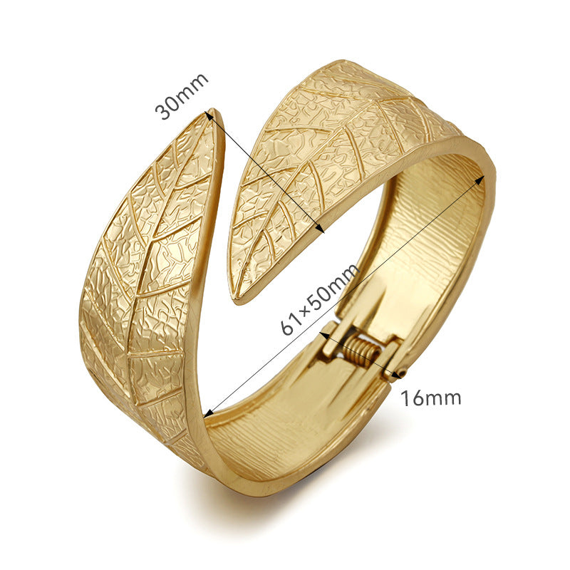 Wholesale Non-fading Leaf Silver Adjustable Alloy Bracelet