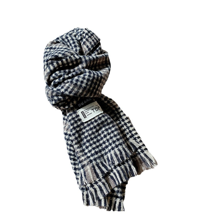 Wholesale Winter Plaid Tassel Warm Nylon Scarf