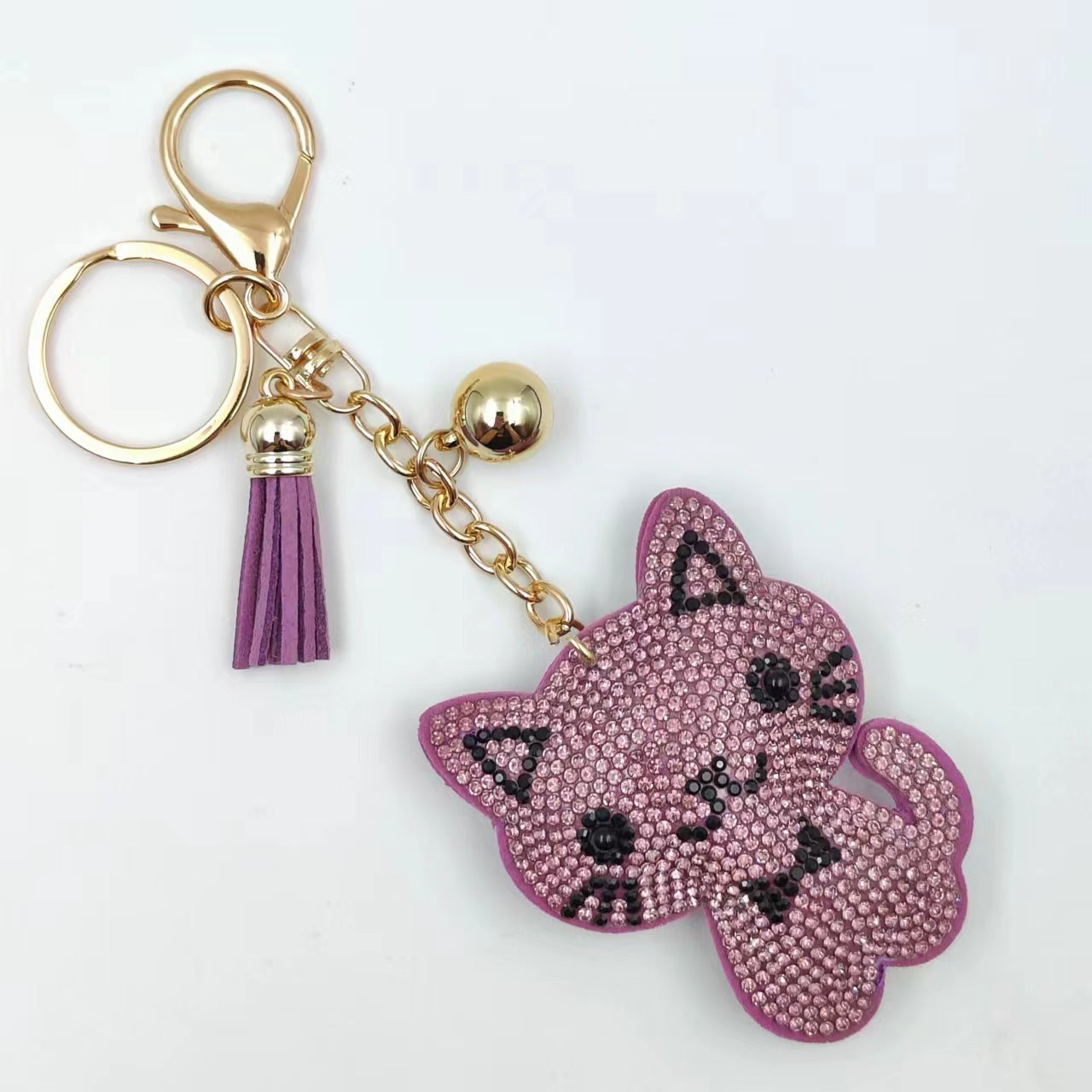 Wholesale 12pcs Creative Cartoon Kitten Diamond Keychain