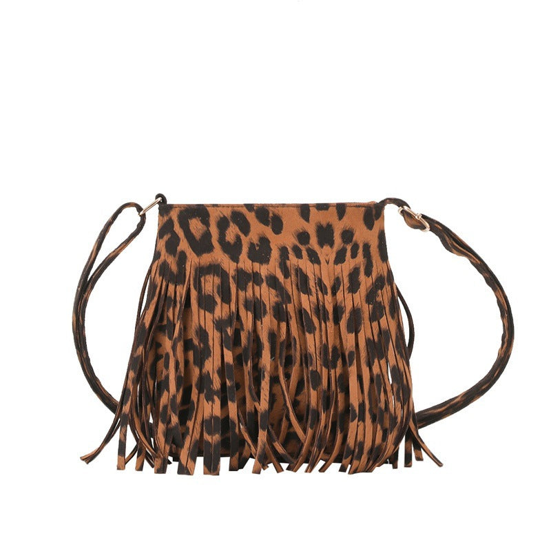 Wholesale PU Leopard Print Tassel Children's Shoulder Crossbody Bag