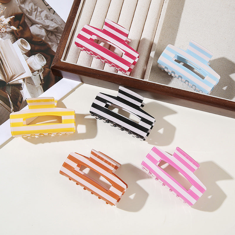 Wholesale Trendy Mermaid Blue Striped French Semicircle Hair Claw Clip For Women PVC Hair Accessory For Everyday Styling And Boutique Resale