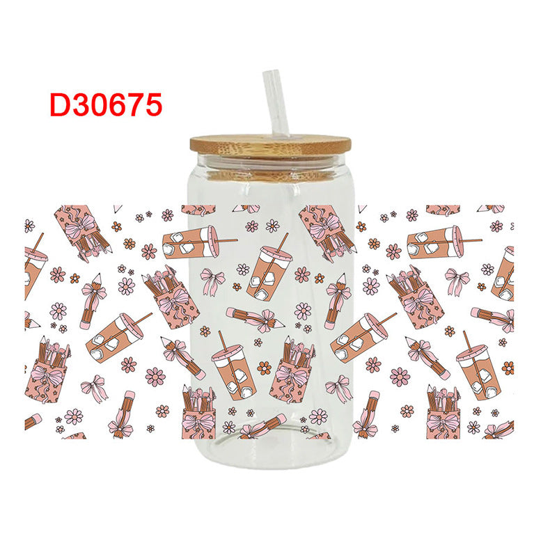 Wholesale Stationery and Beverage Teacher's Day 16oz Cup UV DTF Wraps