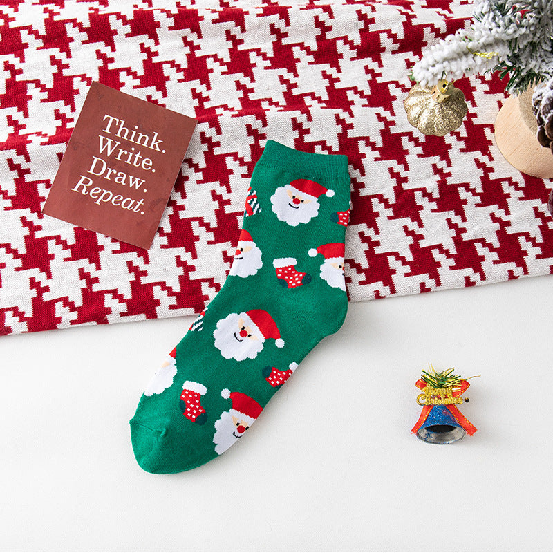 Wholesale Christmas Girl Medium Tube Cute Student Cartoon Autumn and Winter Cotton Socks