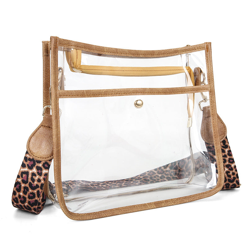 Wholesale Western Style Leopard Print Small Square Transparent Crossbody Bag