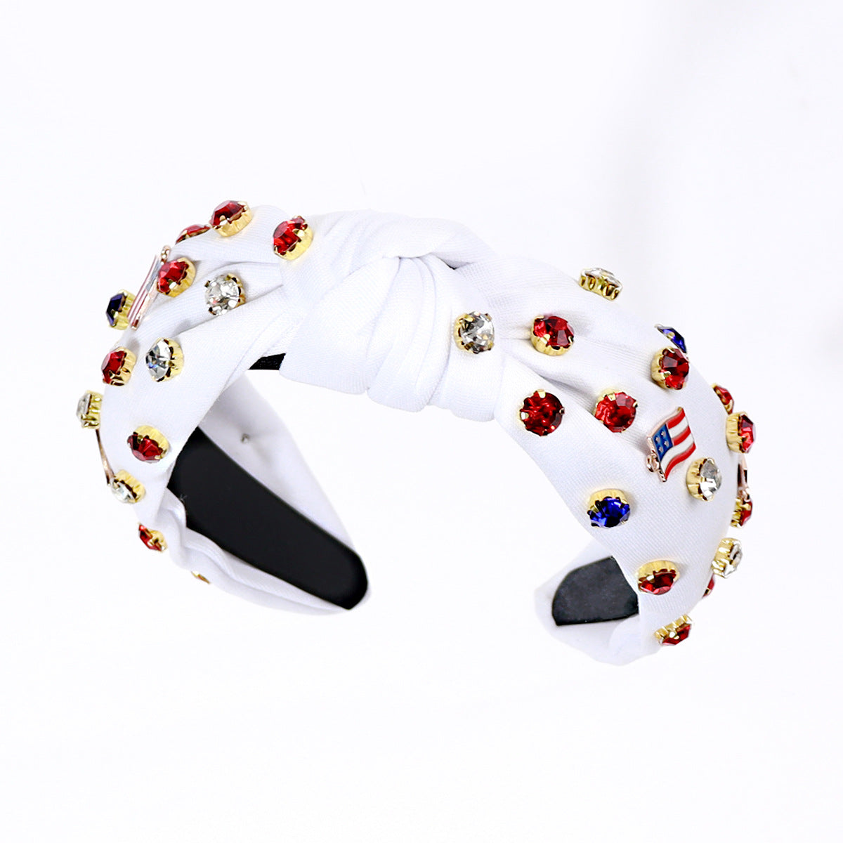 Wholesale Creative American Flag Nail Diamond Knotted Wide Brim Headband