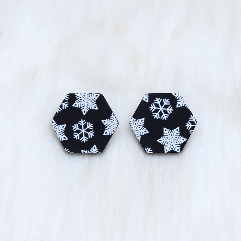 Wholesale Christmas Spray Painted Hexagonal Acrylic Earrings