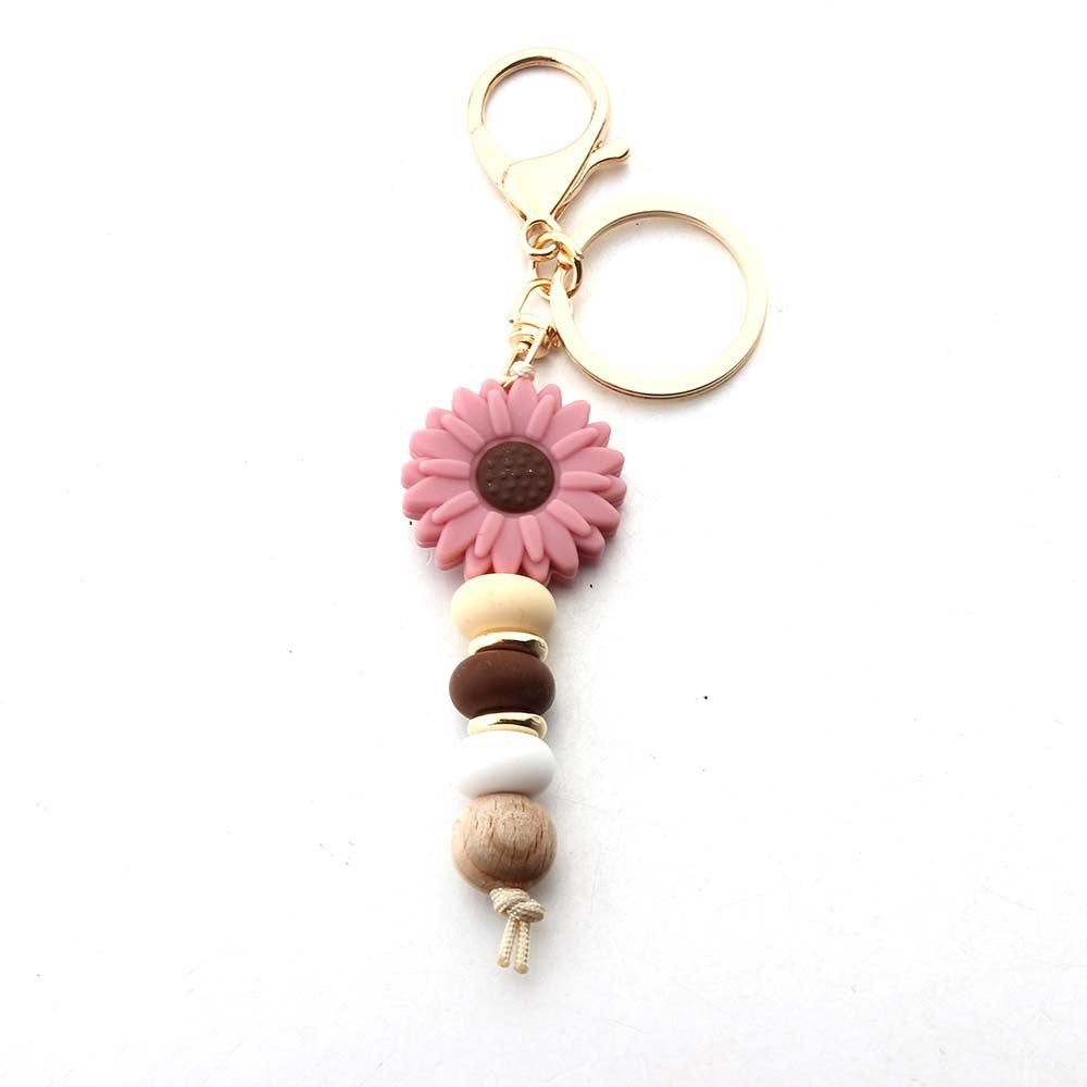Wholesale silicone beads daisy keychain sunflower pendant DIY small accessories