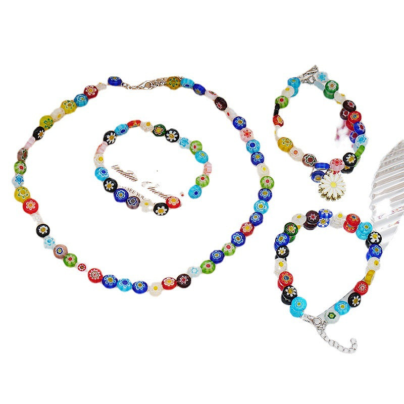 Wholesale colorful glass all-match Necklaces