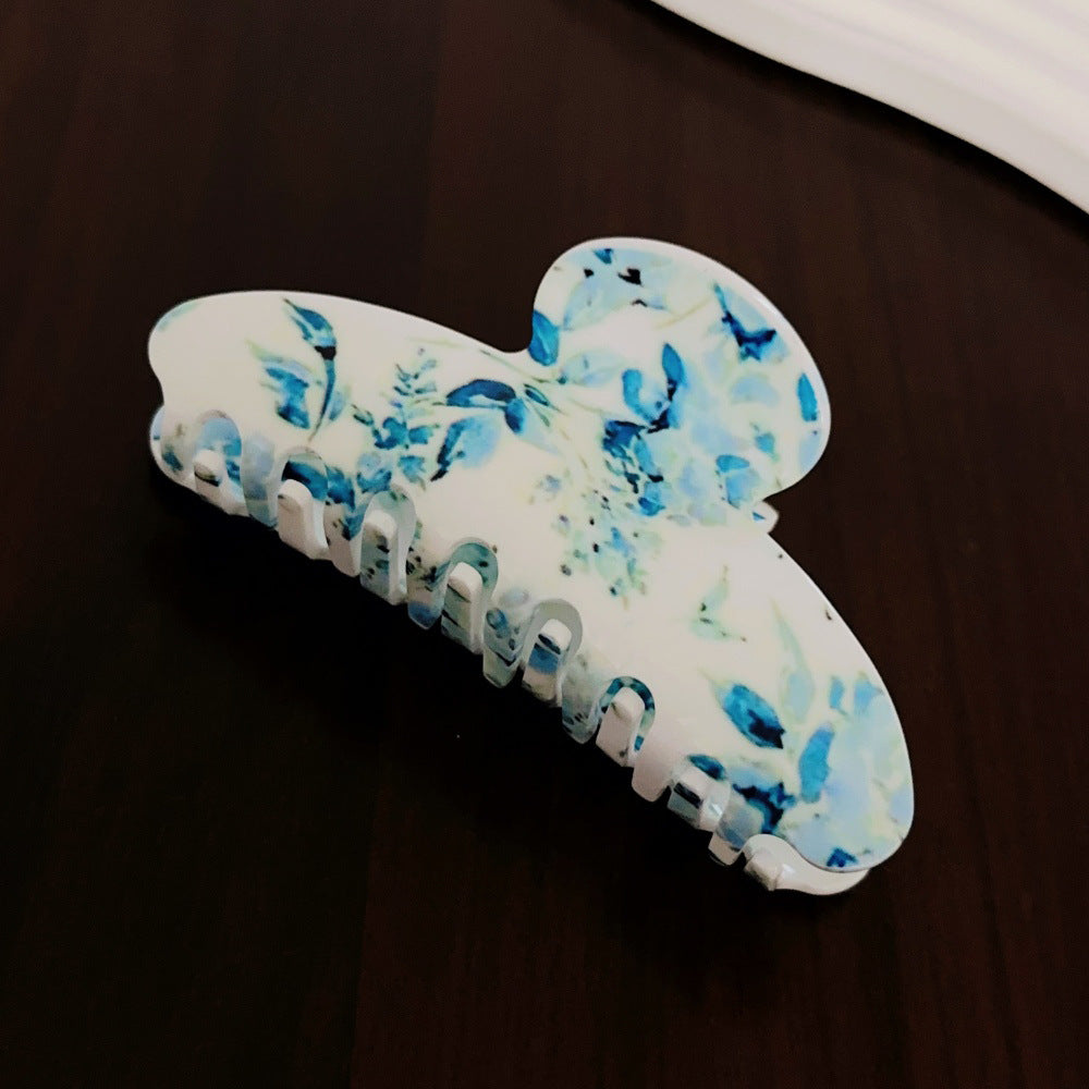 Wholesale Blue and white porcelain pattern hairpin shark clip headdress