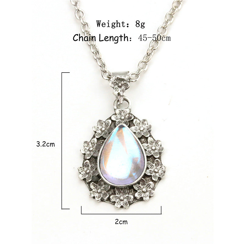 Wholesale Boho Vintage Flower Imitation Moonstone Necklace