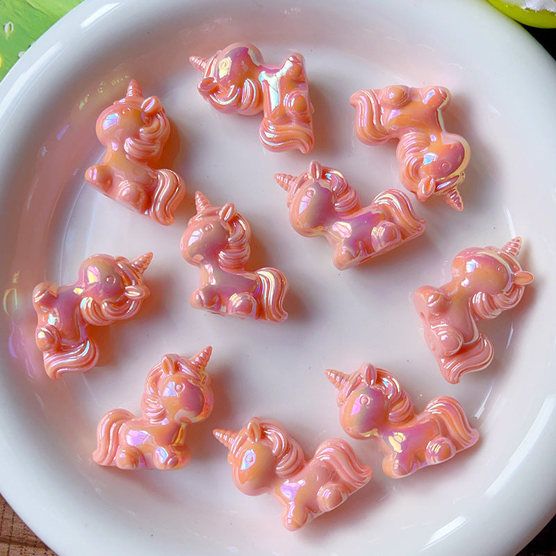 Wholesale Luminous Unicorn Through-hole Bead  Acrylic Beads