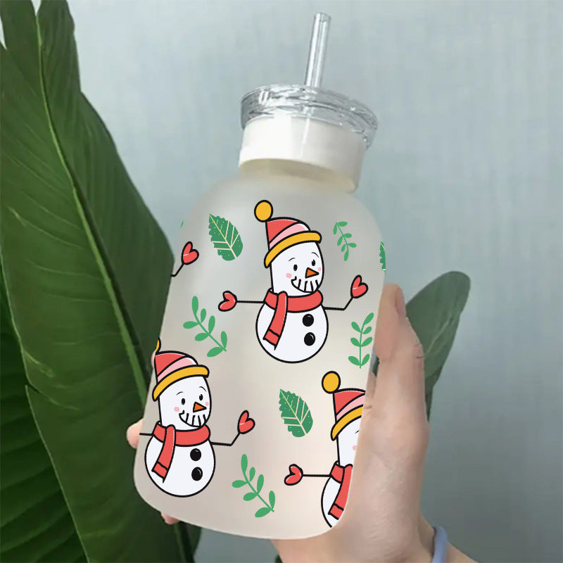 Wholesale Uv Transfer Sticker Glass Cup cactus 16oz Glass Cup Special Sticker