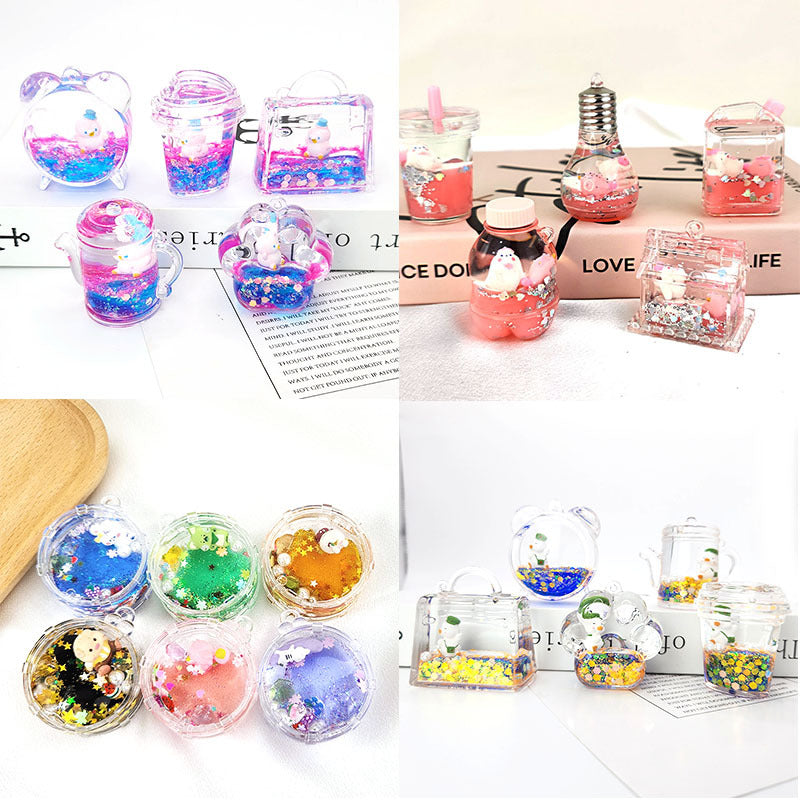 Wholesale Acrylic Oil-filled Double Drift Sand Bottle Key Chain Accessories
