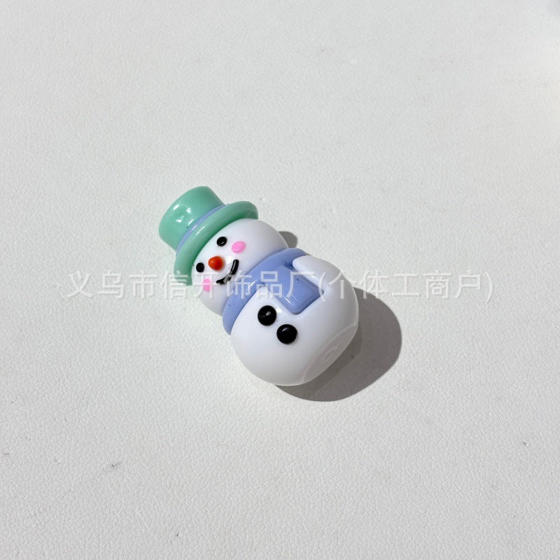 Wholesale  Random 100pcs/pack Perforated Soft Rubber Cartoon Snowman Hat Beads  3D Focal Beads