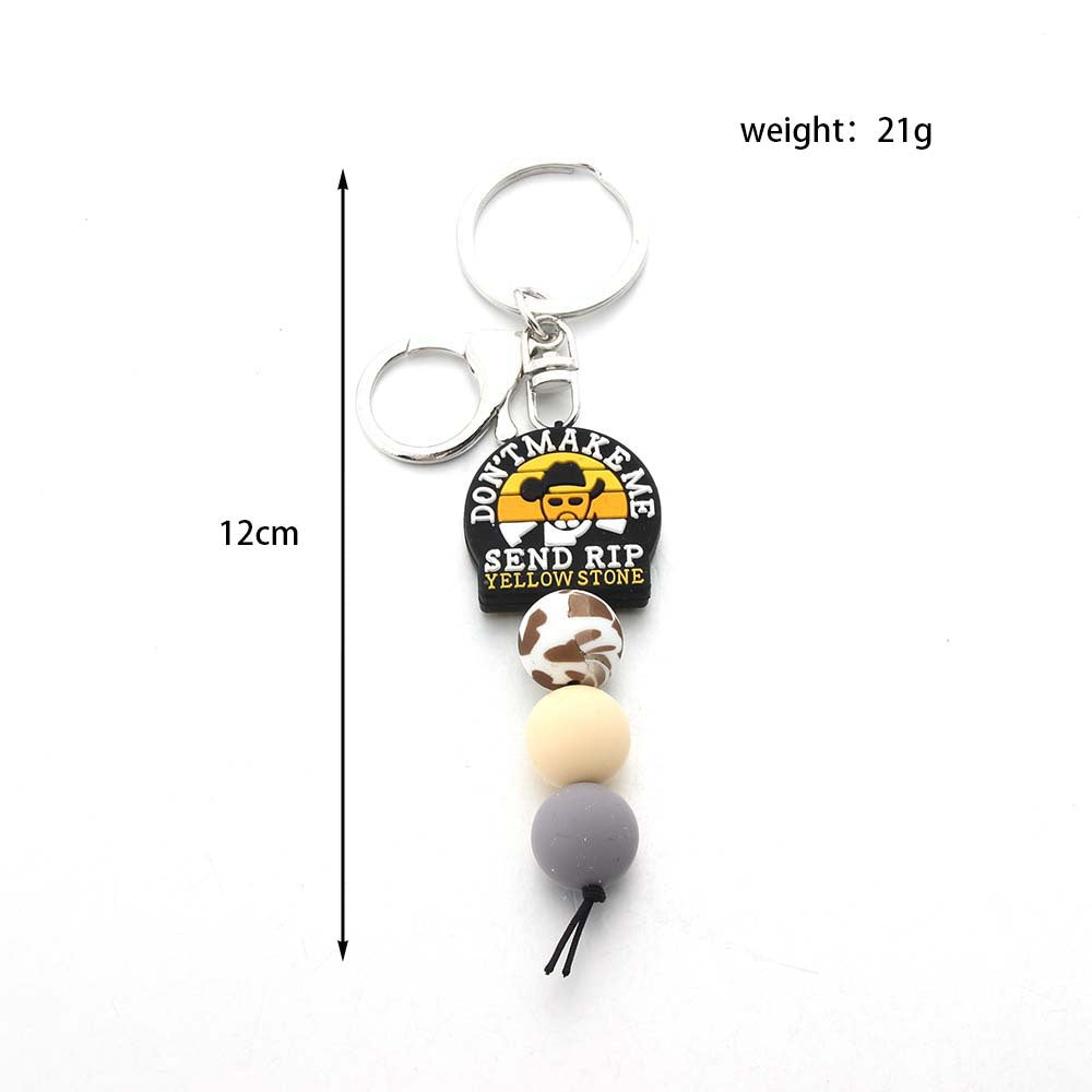 Wholesale Cow Tooth Hat Letter Silicone Bead Keychain
