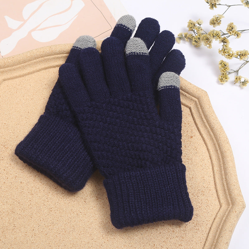 Wholesale Winter Velvet Thickened Touch Screen Warm Wool Knitted Gloves