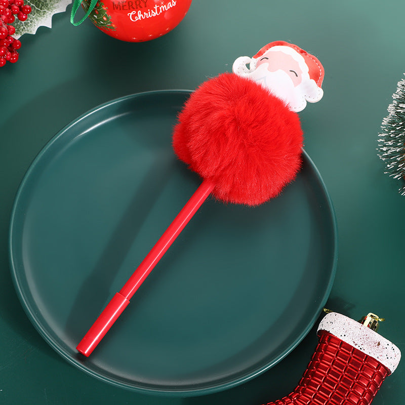 Wholesale Cartoon Christmas Snowman Elk Fur Ball Ballpoint Pen