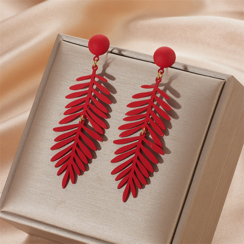 Wholesale Seven Color Leaves 925 Silver Needle Earrings